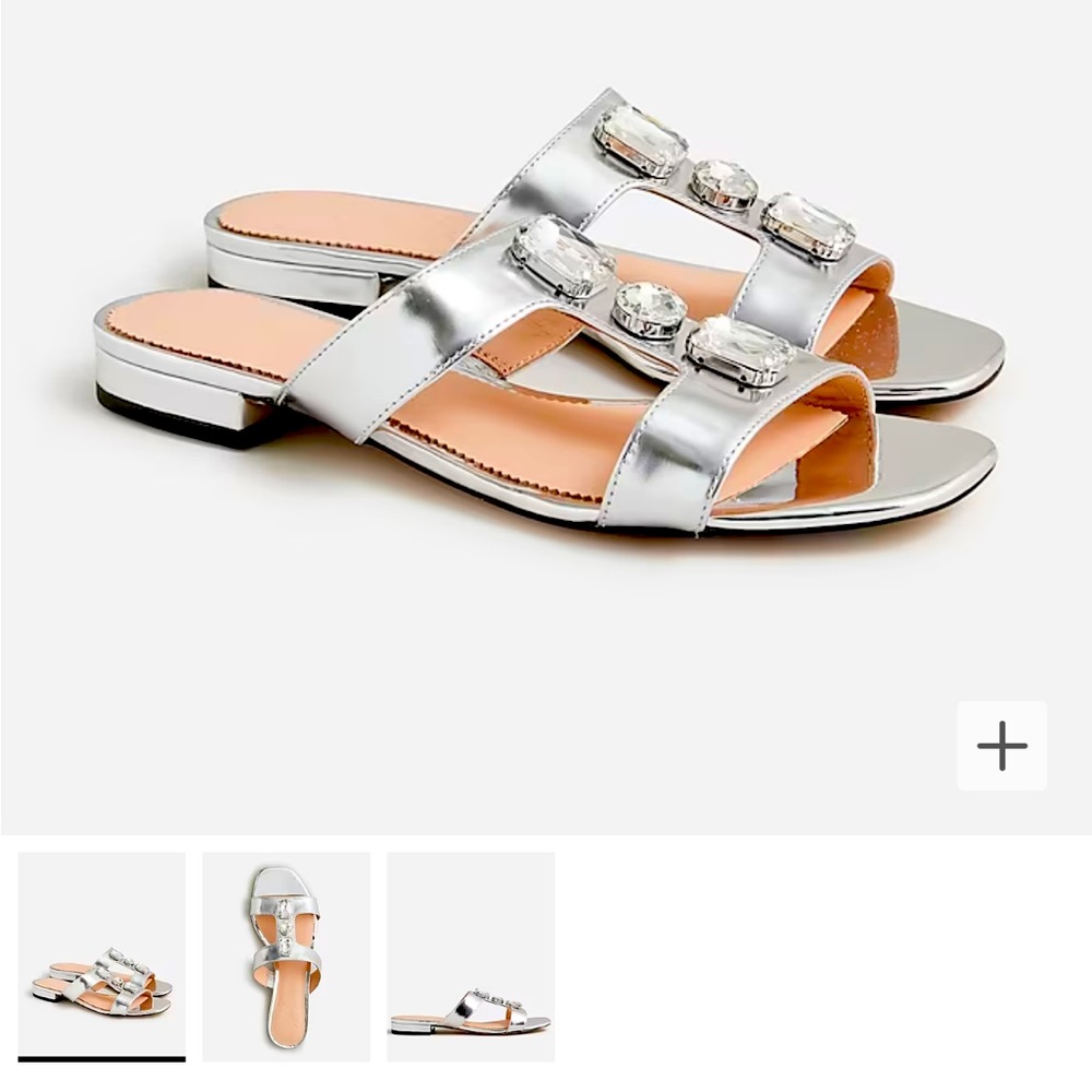 J. Crew Hazel Jeweled cutout sandals in metallic leather